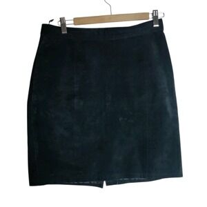 Vintage Global Identity Black Suede Mini Skirt Y2K Size 13/14